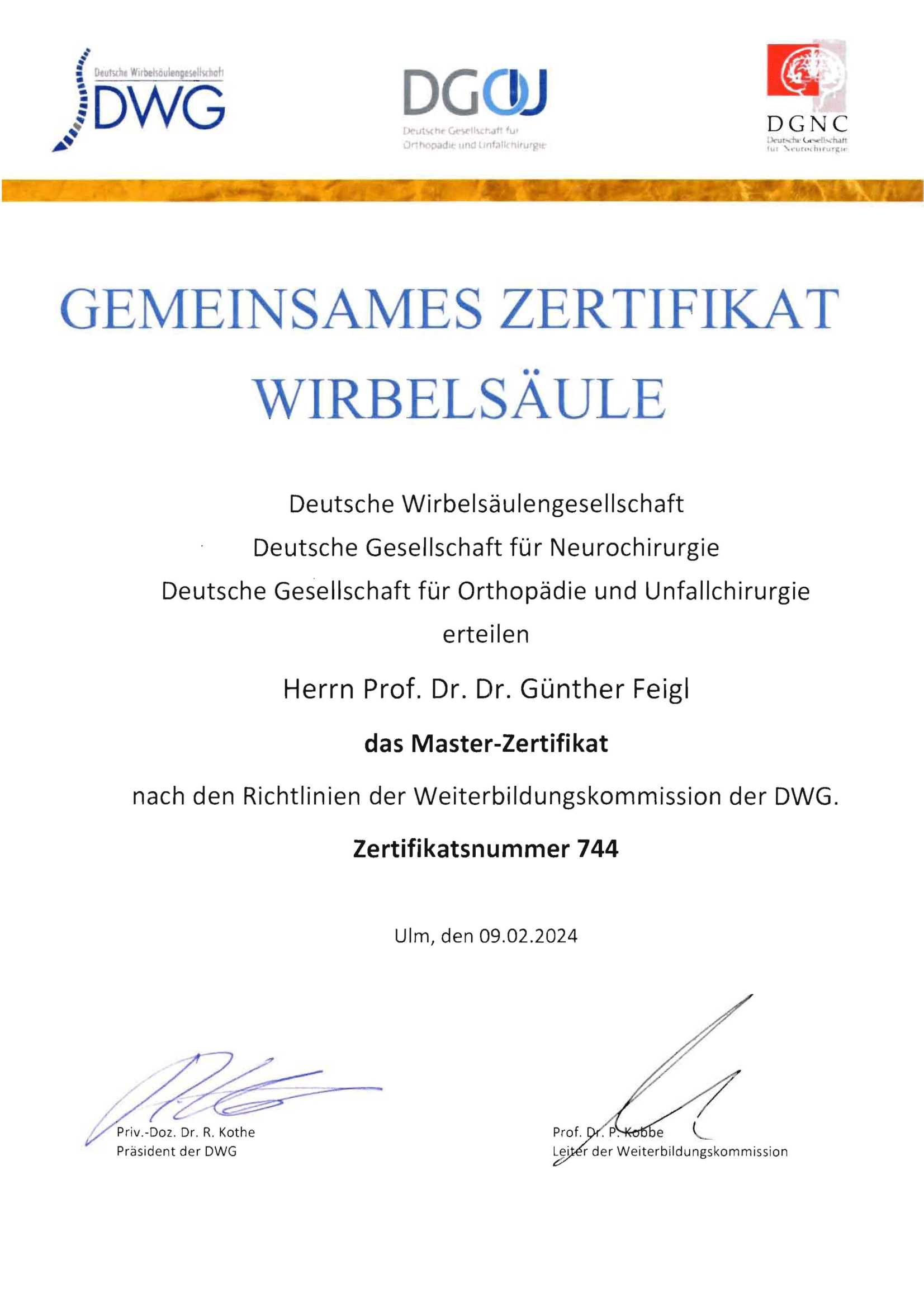Master-Zertifikat DWG